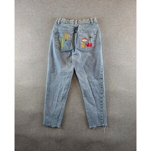 American Apparel Jeans Womens 26 Light Wash Relaxed Fit‎ Mushrooms Cactus Fray